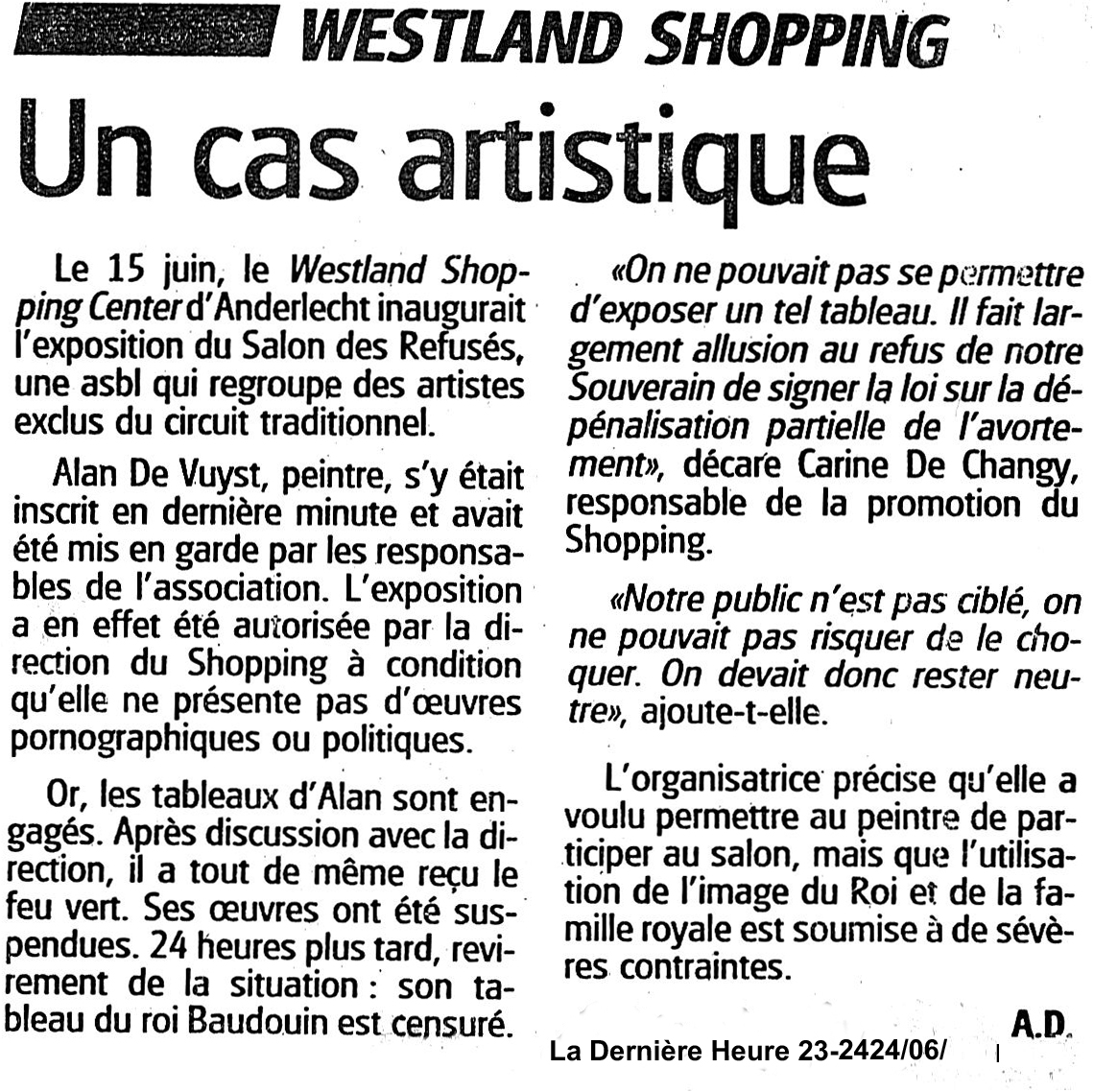 un cas artistique (a second time censored in belgium) 19991